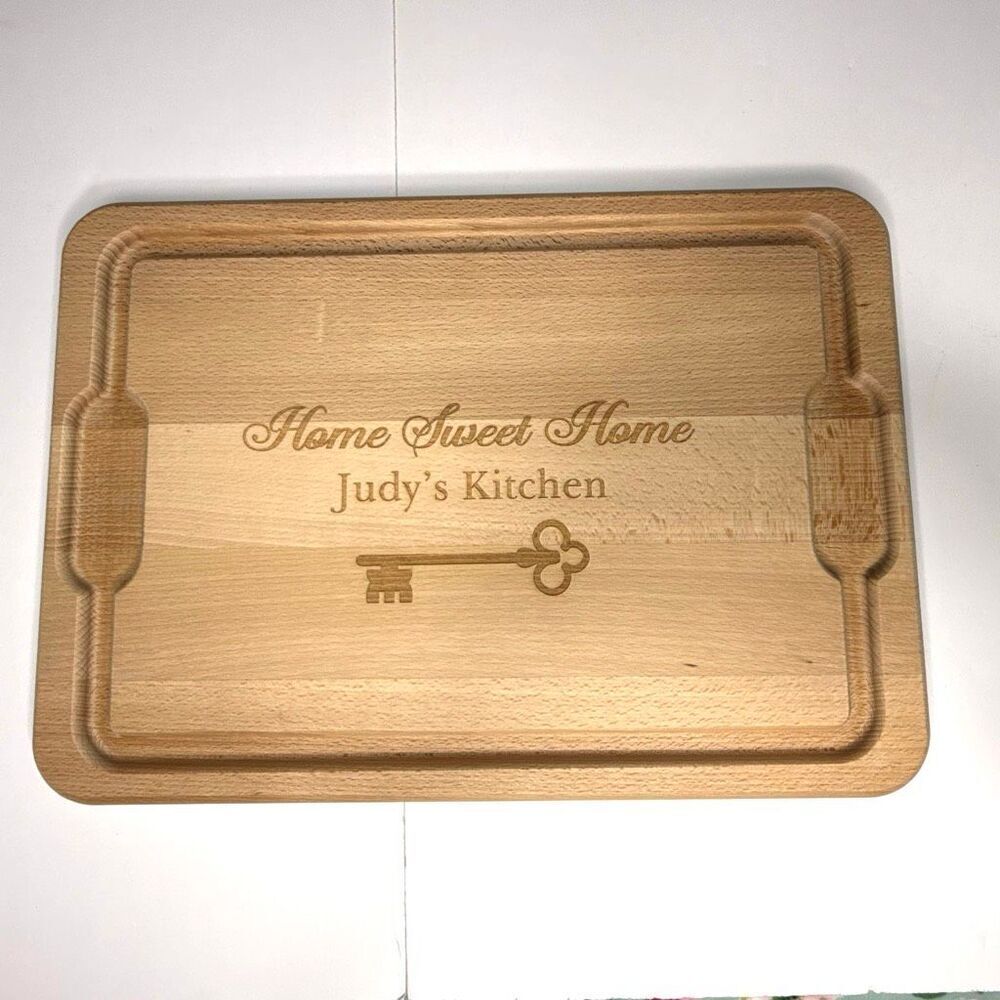 Personalized Engraved Wooden Cutting Board – “Home Sweet Home | Judy’s Kitchen”